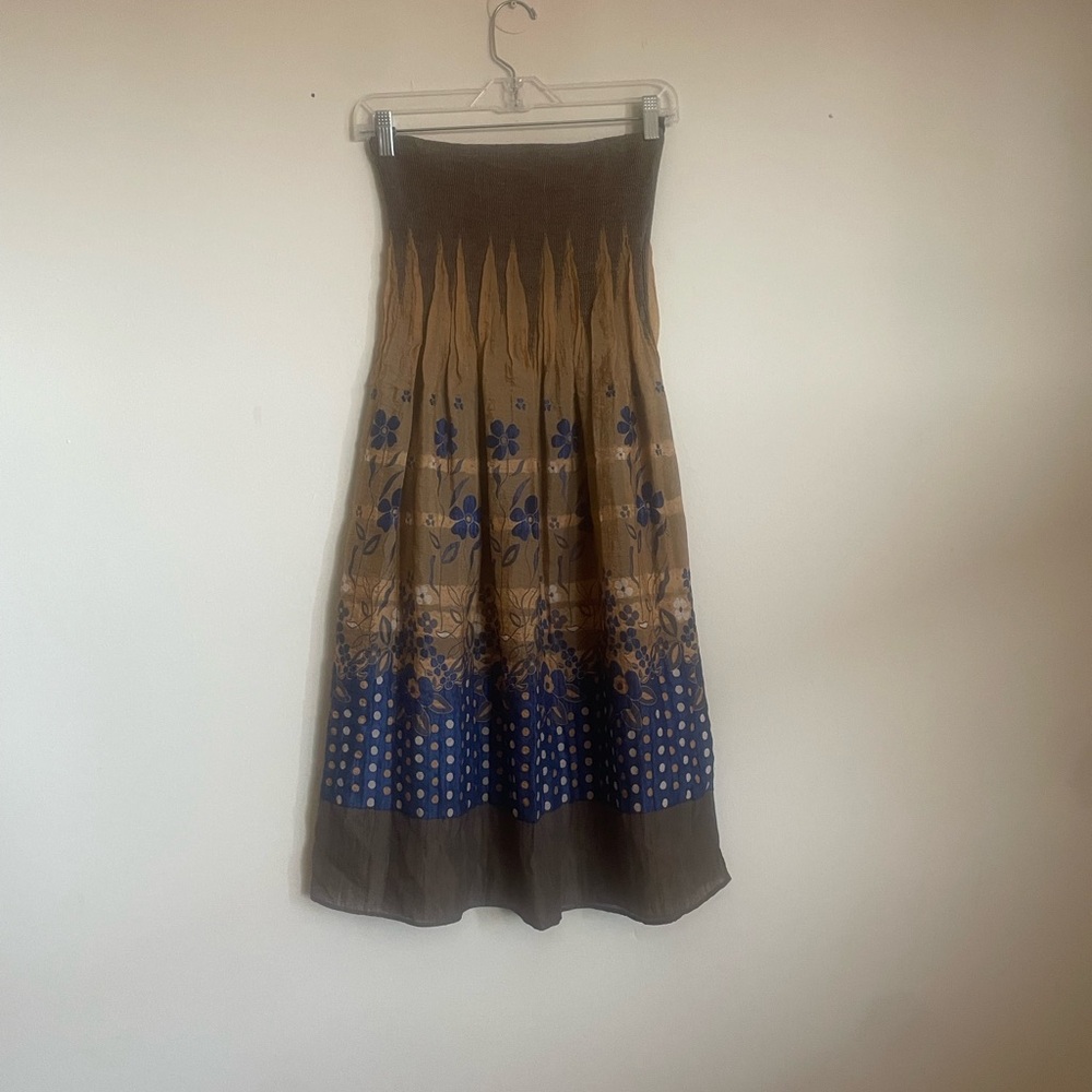 Brown Strapless Dress #summer #multicolored #strapless #brown